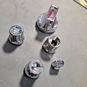 HI CHROME 10/10 SET OF KNOBS FOR COBRA 25 LTD MOBILE CB RADIO