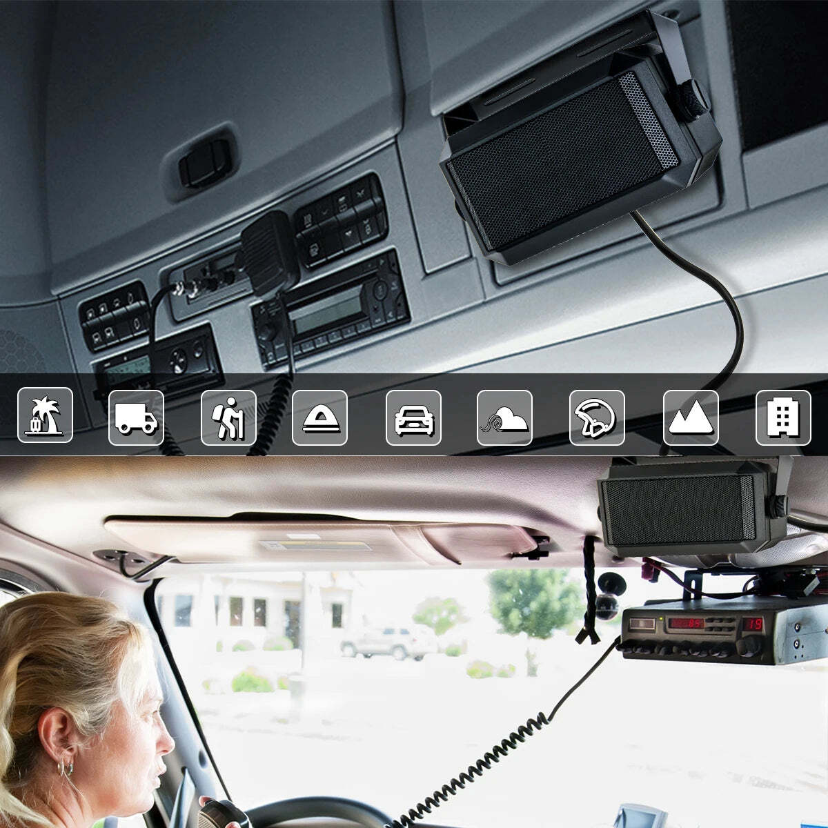 ABBREE Rectangular External Communications Speaker External Scanners for All 3.5mm Audio Plug CB Radios and Mobile Radio - Image 2