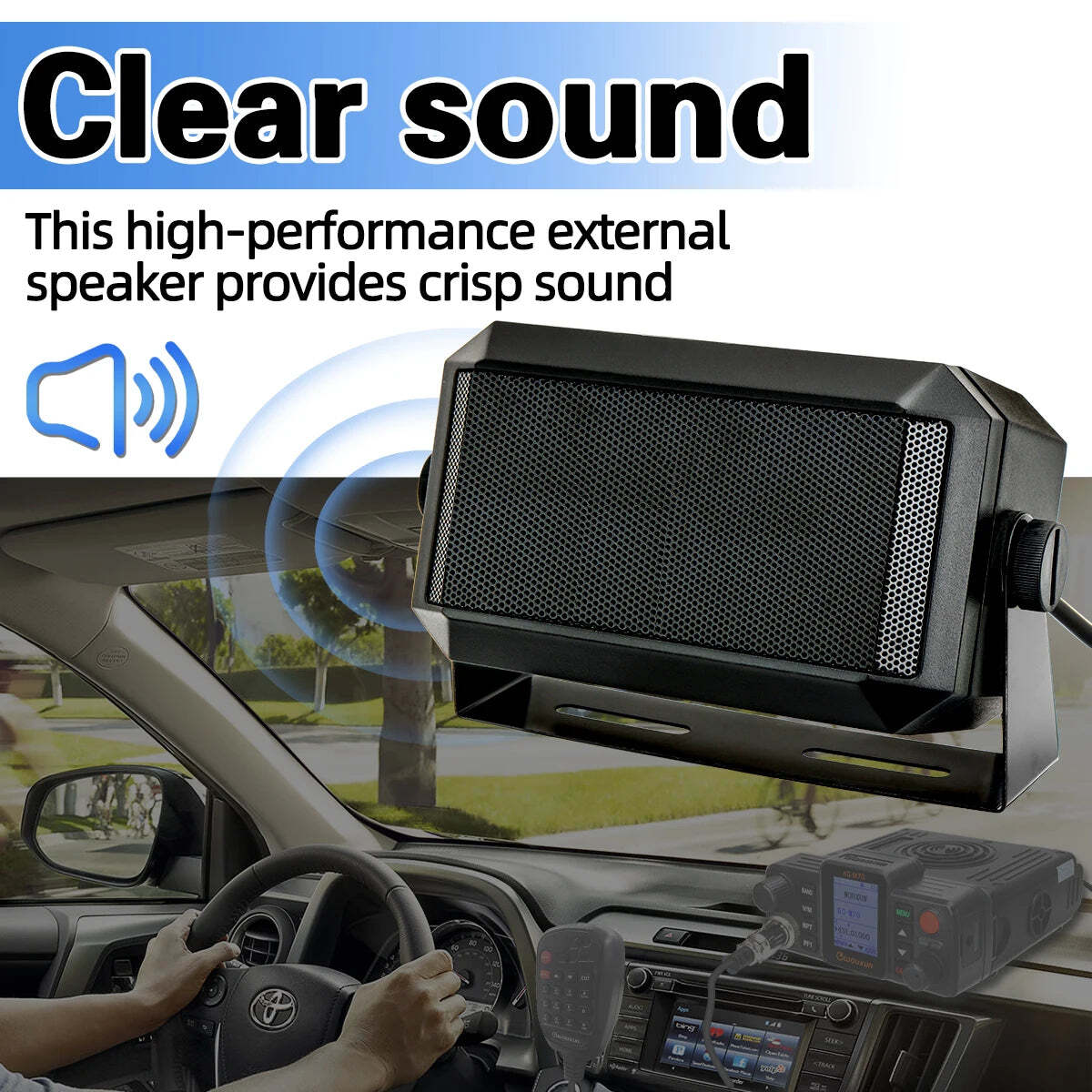 ABBREE Rectangular External Communications Speaker External Scanners for All 3.5mm Audio Plug CB Radios and Mobile Radio - Image 3
