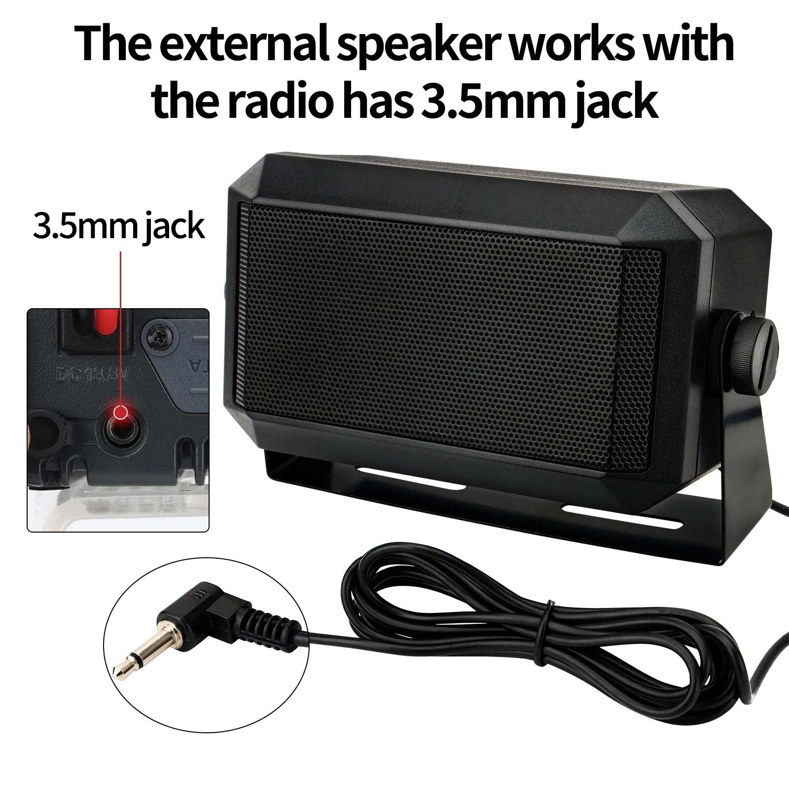 ABBREE Rectangular External Communications Speaker External Scanners for All 3.5mm Audio Plug CB Radios and Mobile Radio - Image 5