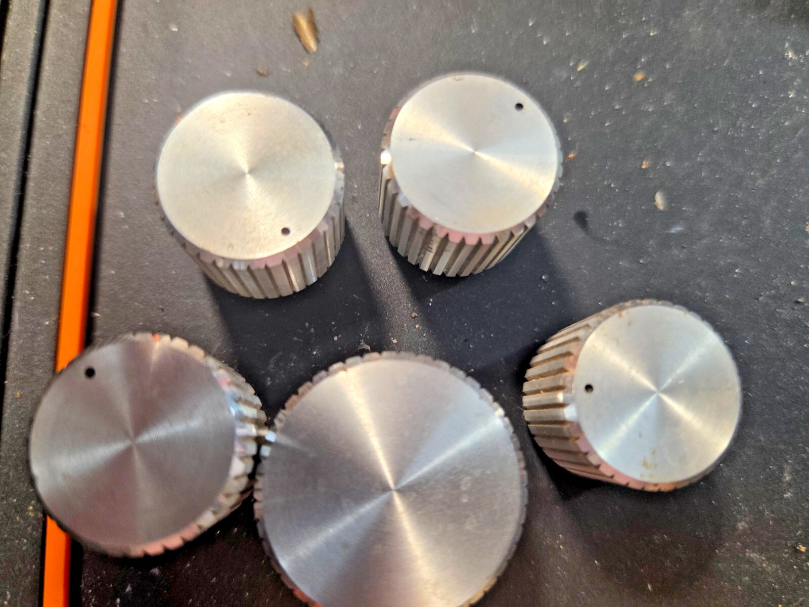 NICE SET OF SILVER KNOBS (LARGE) FOR J.C. PENNEY PINTO 23 BASE STATION CB RADIO