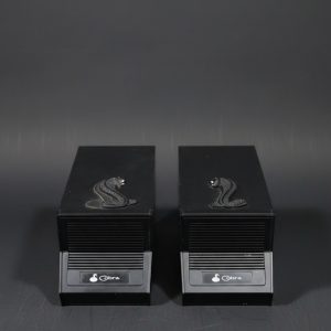 ONE PAIR BLACK STYLIZED COBRA SPEAKERS FOR 1000/2000 GTL. SNAKE ON EACH SPEAKER
