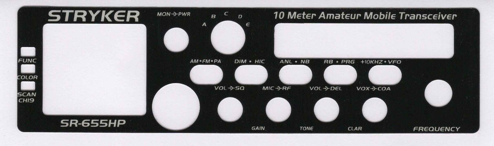 STRYKER SR-655HPC BLACK FACEPLATE FOR THE MOBILE CB RADIO