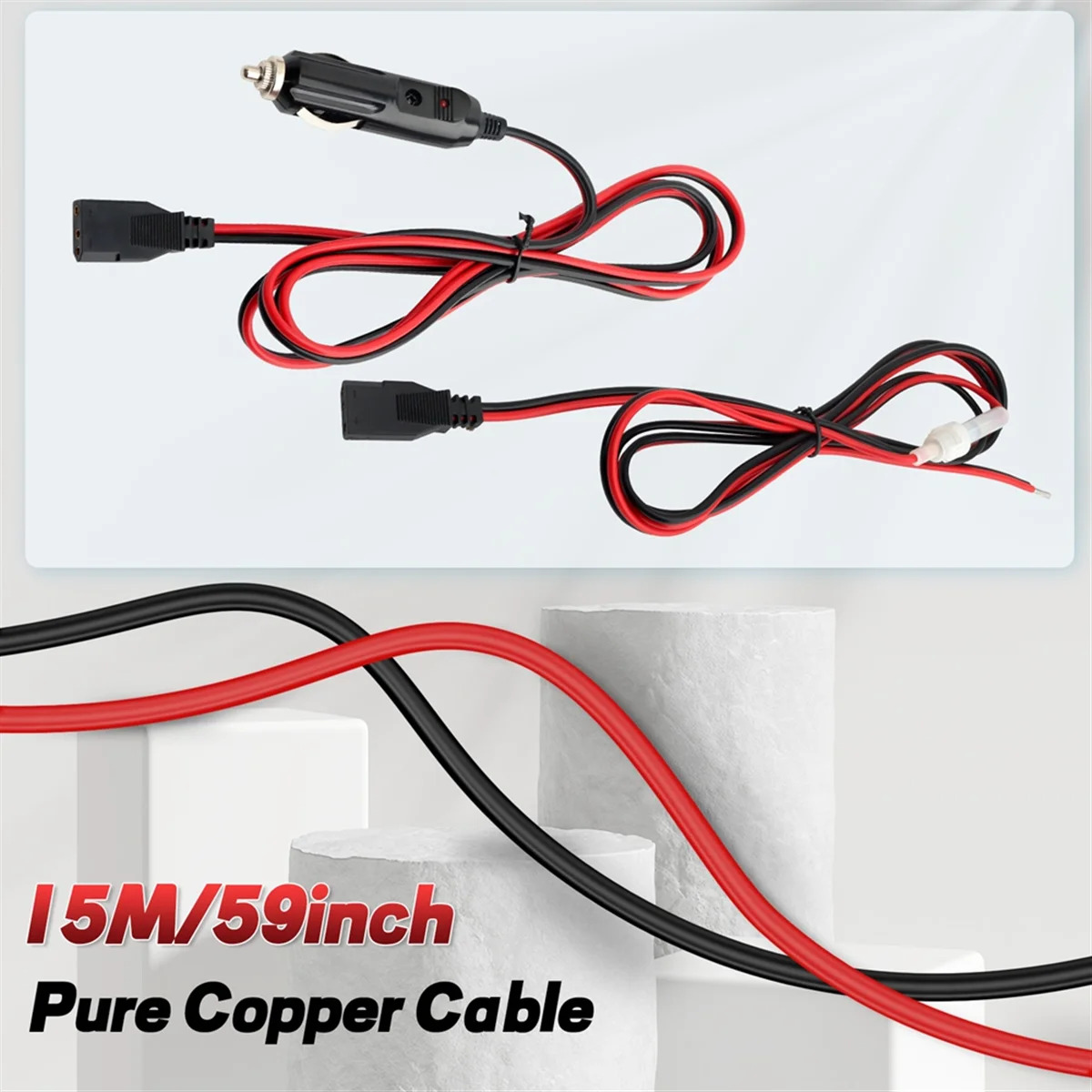 New CB Radio Power Cord 3Pin Plug Cable 2-Wire with 12V 15A Radio Accessories Lighter for 880FM/PC78LTX GMRS Mobile Radio - Image 5