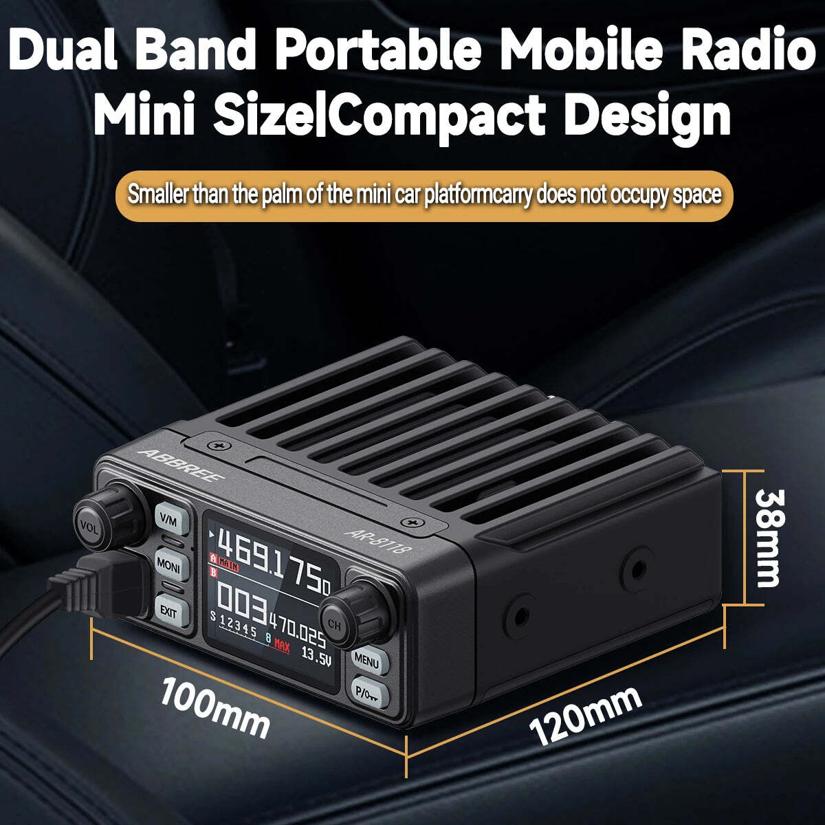 ABBREE AR-8118 25W Dual Band Mini Mobile Radio HD Voice 200CH Long Range VHF UHF Anti-Interference Dual PTT HD Vioce Car Radio - Image 5