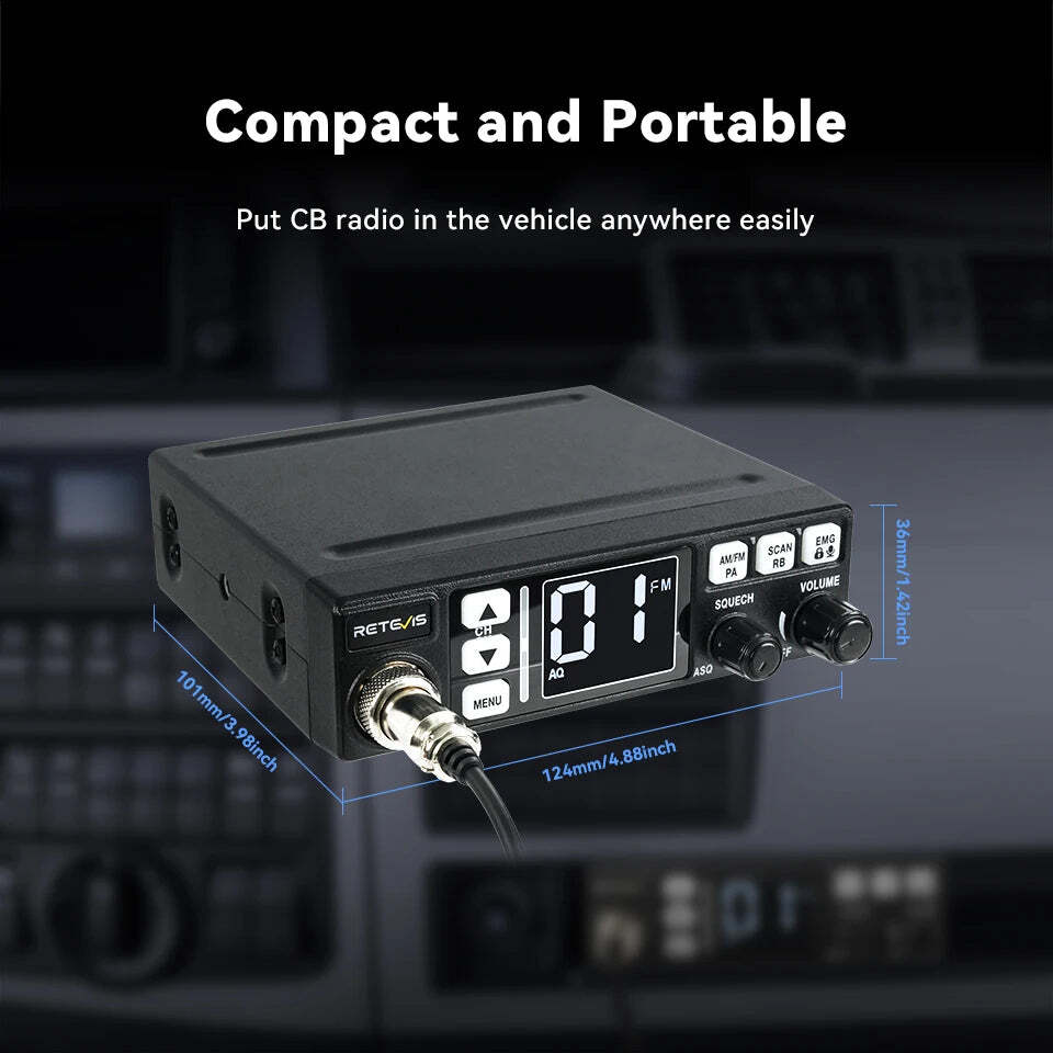 Retevis MB3/MB63 CB Radio Station Long Range Communication Professional Car Mobile Ham Radio AM FM Channel 9/19 VOX For Truckers - Image 5