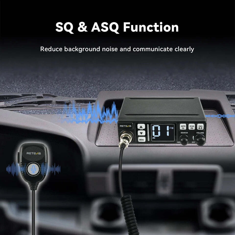 Retevis MB3/MB63 CB Radio Station Long Range Communication Professional Car Mobile Ham Radio AM FM Channel 9/19 VOX For Truckers - Image 6