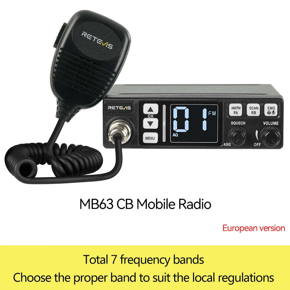 Retevis MB3/MB63 CB Radio Station Long Range Communication Professional Car Mobile Ham Radio AM FM Channel 9/19 VOX For Truckers - Image 7