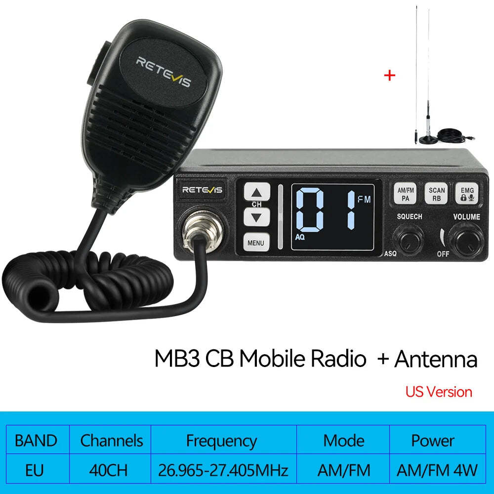 Retevis MB3/MB63 CB Radio Station Long Range Communication Professional Car Mobile Ham Radio AM FM Channel 9/19 VOX For Truckers - Image 9