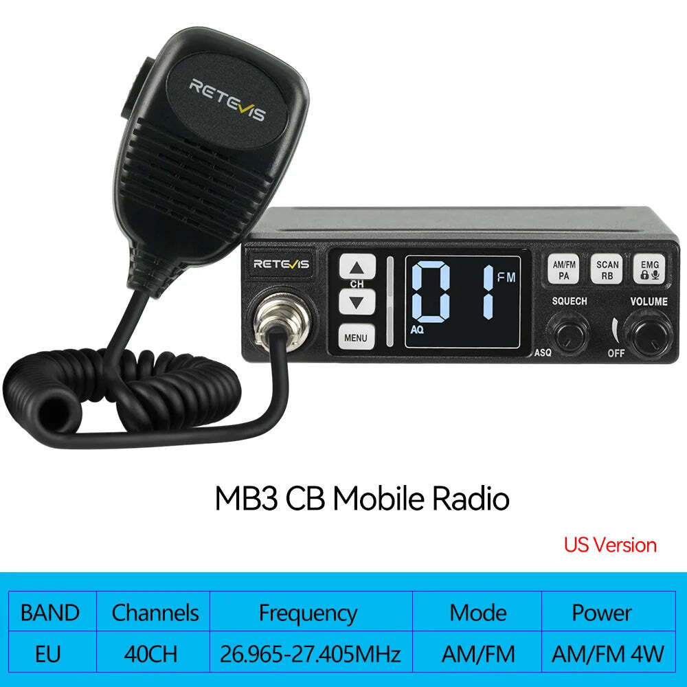 Retevis MB3/MB63 CB Radio Station Long Range Communication Professional Car Mobile Ham Radio AM FM Channel 9/19 VOX For Truckers - Image 10