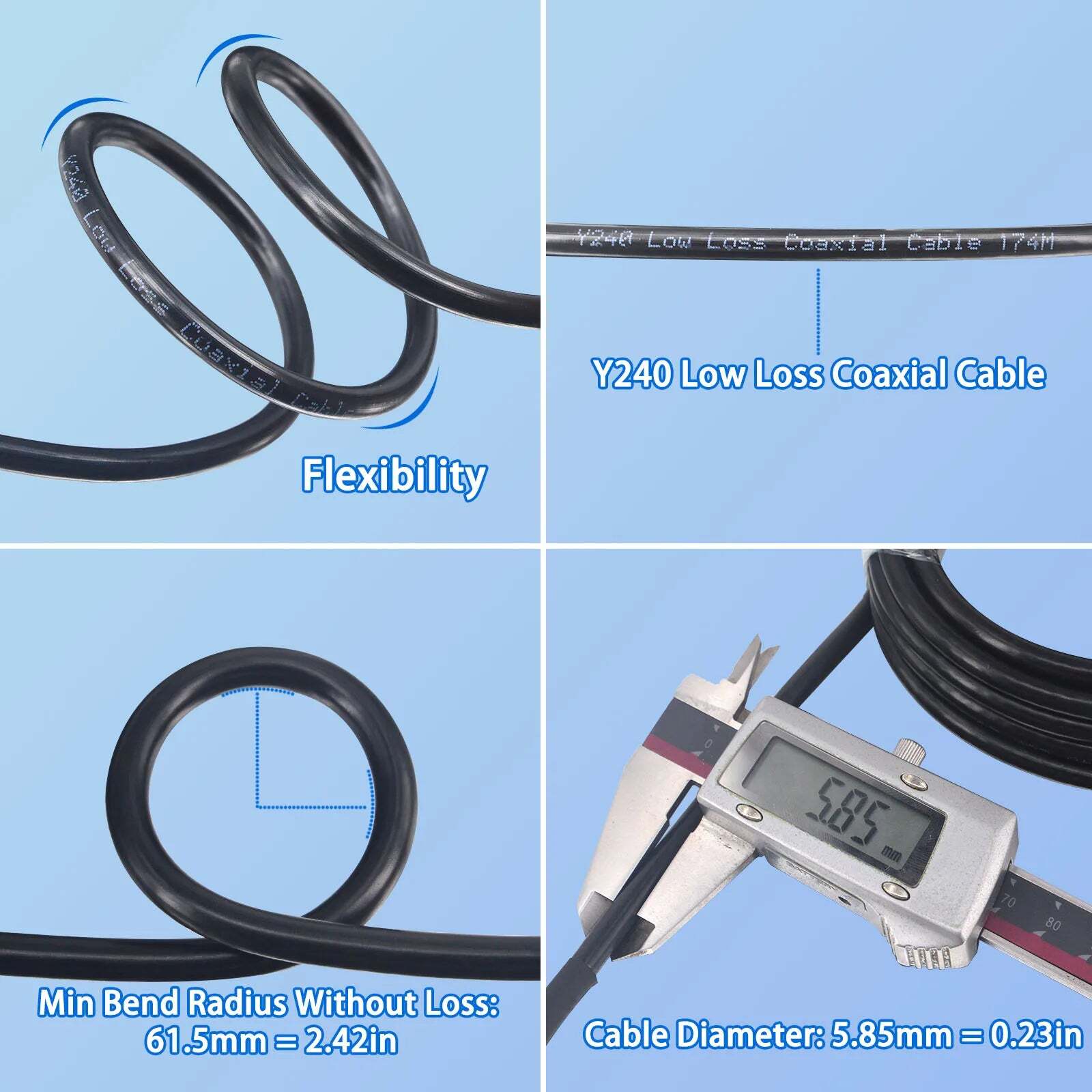CB Coax Cable 49.2FT,LMR240 Coaxial Cable,UHF Male to UHF Male 50 Ohm Coax Low Loss for CB & Ham Radio,SWR Meter - Image 3