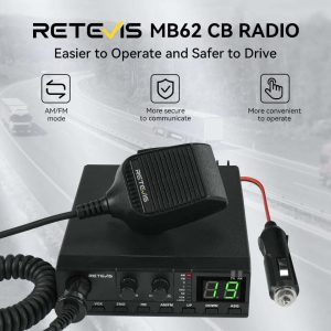 Retevis MB62 CB Radio 27Mhz AM/FM Mobile Car Handheld Communicator Long Range Radios Instant Channel 9/19 for Truckers
