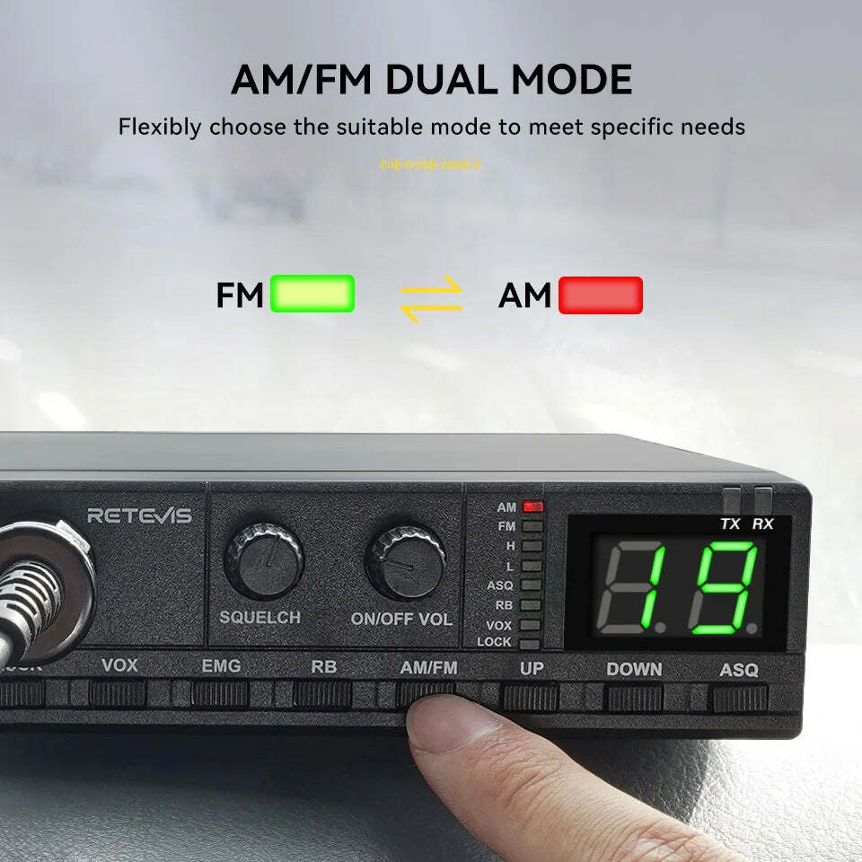 Retevis MB62 CB Radio 27Mhz AM/FM Mobile Car Handheld Communicator Long Range Radios Instant Channel 9/19 for Truckers - Image 2