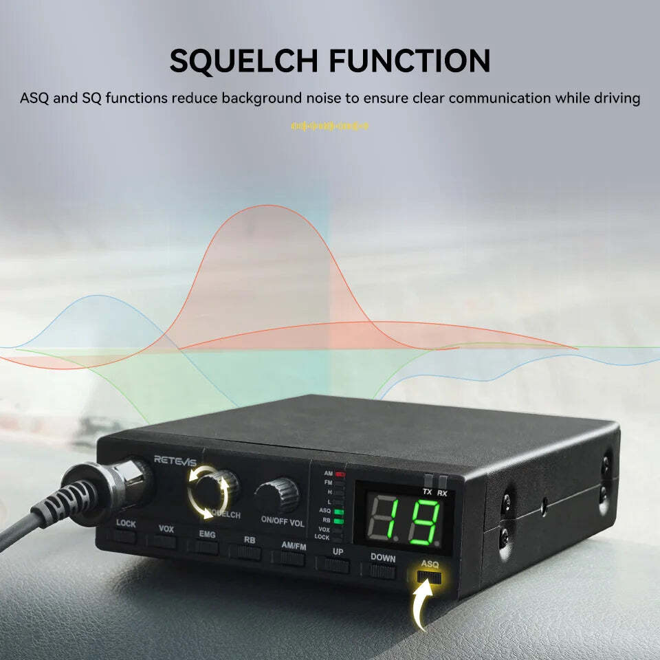Retevis MB62 CB Radio 27Mhz AM/FM Mobile Car Handheld Communicator Long Range Radios Instant Channel 9/19 for Truckers - Image 4
